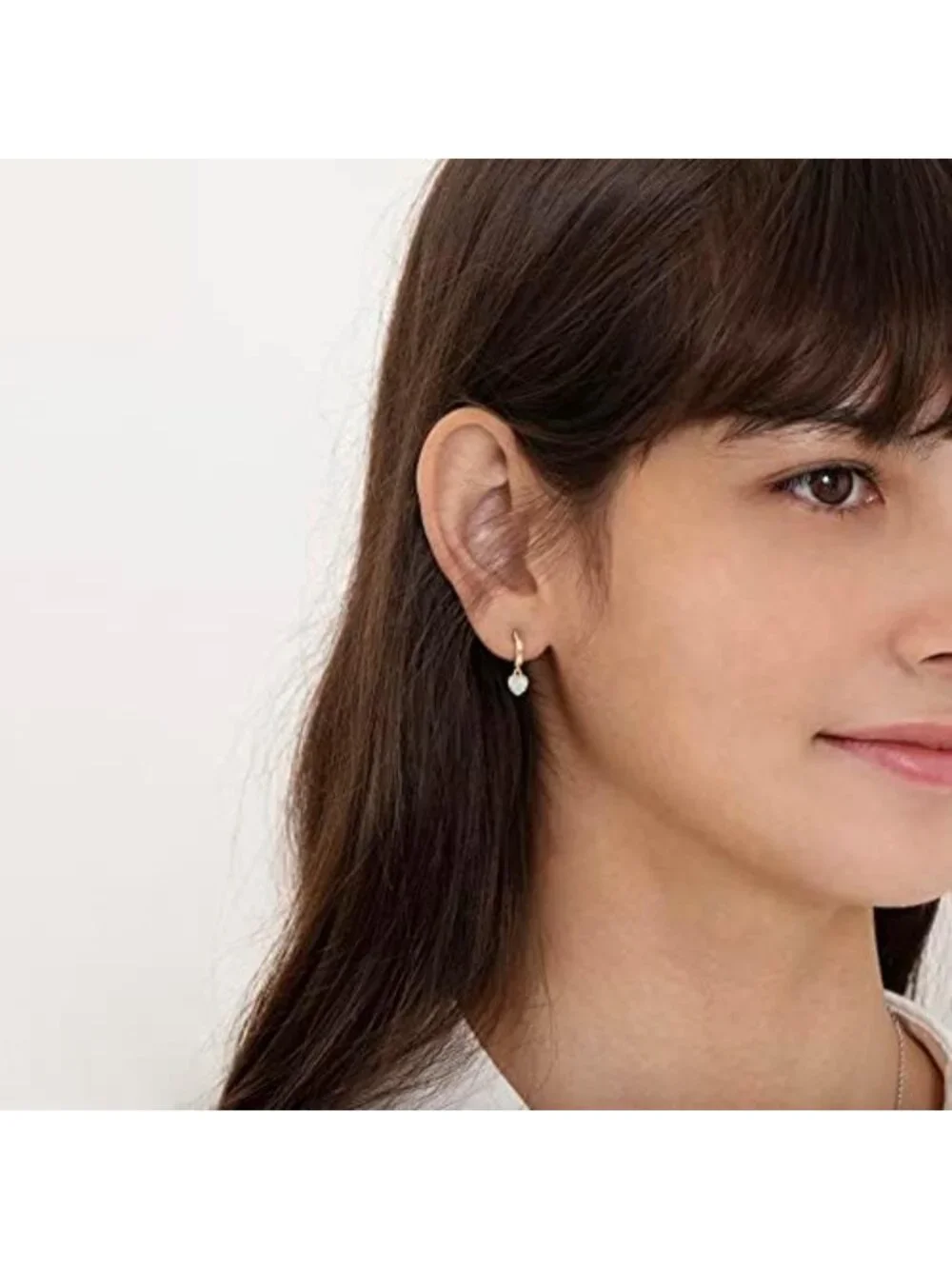 Sterling Silver Simulated Opal Heart Hoop Earrings for Girls - Trendy Jewelry
